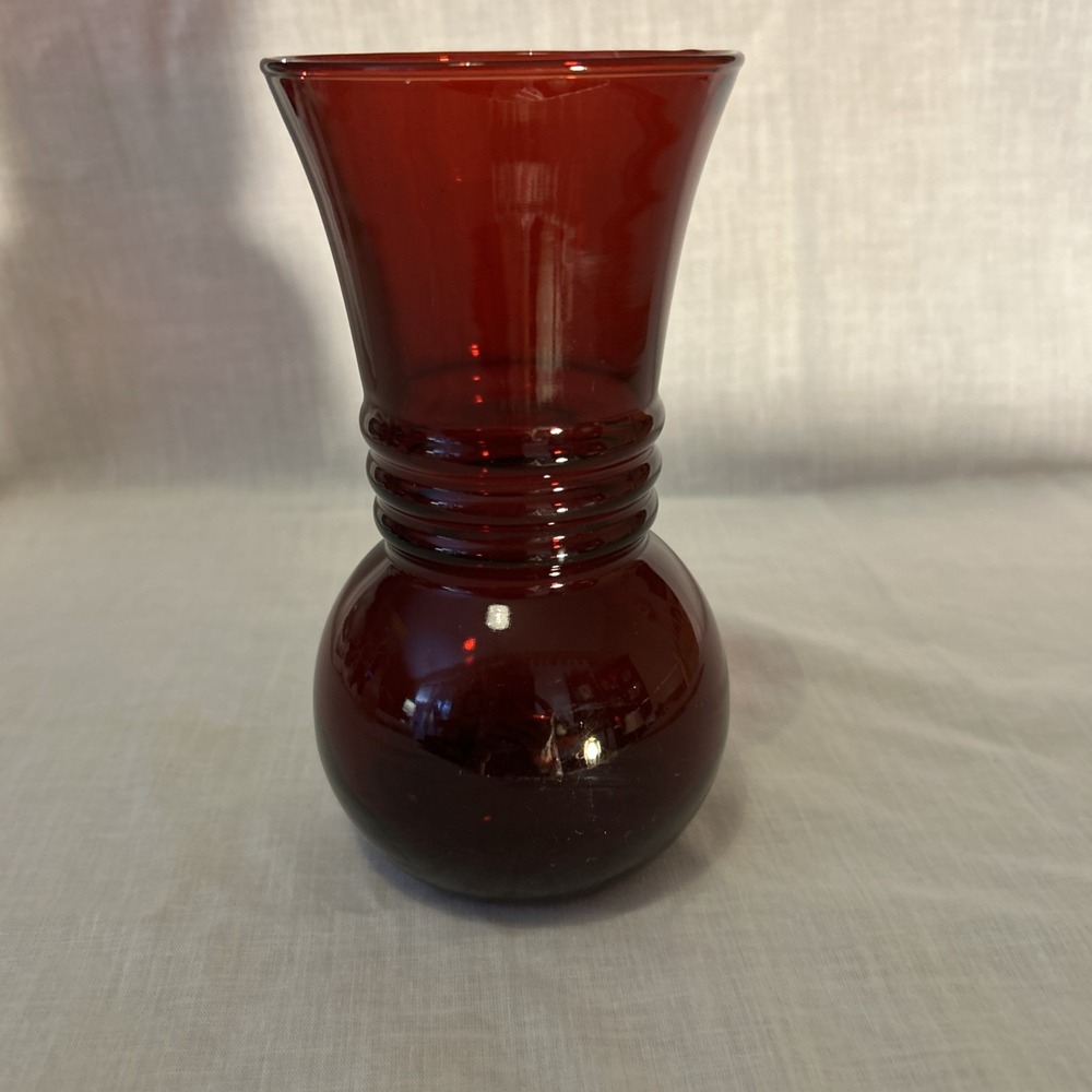 Vintage 70's Anchor-Hocking Royal Ruby Red 6-1/4" Bud Vase
